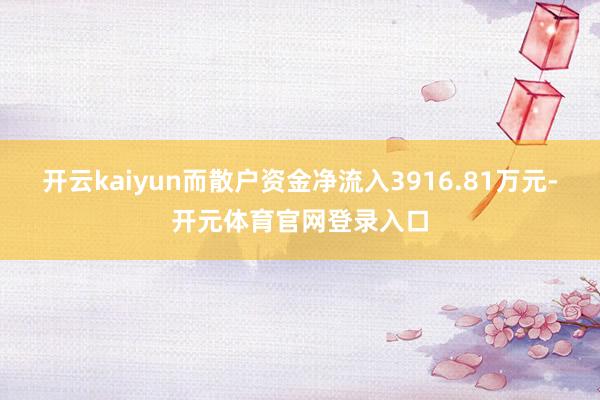 开云kaiyun而散户资金净流入3916.81万元-开元体育官网登录入口
