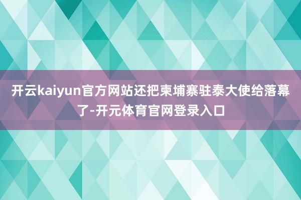 开云kaiyun官方网站还把柬埔寨驻泰大使给落幕了-开元体育官网登录入口