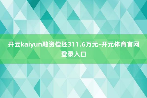 开云kaiyun融资偿还311.6万元-开元体育官网登录入口